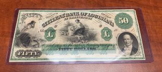 1850’s $50 Citizens’ Bank Of Louisiana At Shreveport L Block Obsolete Note G72a