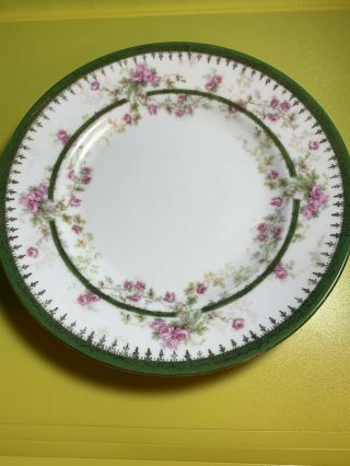 Set of 3 Fine China Dessert Plates White,  Pink Floral Roses Green/Gold Trim 6” 2