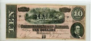 T - 68 $10.  1864 Confederate States Of America,  Cr 547 64301
