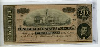 $20 1864 T - 67 Csa Confederate States Of America Richmond Cr - 506 13995