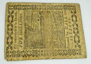 Colonial Currency 5 Shillings 1773 Pennsylvania 2