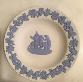 Wedgwood Vintage Queensware Light Blue On White Cream Pin Dish