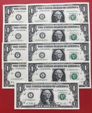 Wow Star Note 2013 $1 Dollar Bill (9 Districts Set) Uncirculated