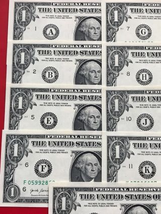 WOW Star Note 2017 $1 Dollar Bill (9 Districts set) UNCIRCULATED 2