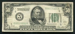 Fr.  2100 - E 1928 $50 Frn “numerical Gold On Demand” Richmond,  Va