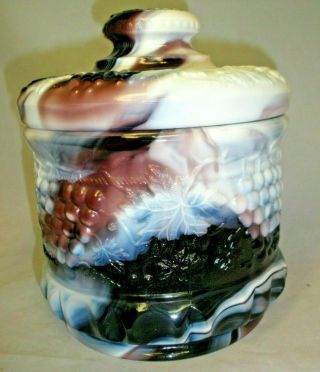 Fenton Purple Slag Grapes And Cable Tobacco Jar With Lid Biscuit Jar