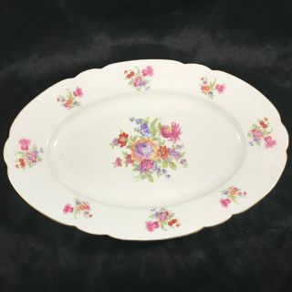 Vintage Cmielow Poland China Rose Pattern Oblong Serving Platter
