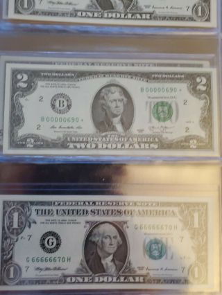 2013 $1 One Dollar Star Note Low Serial Number B00000690