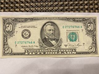1981 Series A $50 Fifty Dollar Bill Federal Reserve Note Us Currency Old Money
