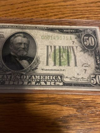 1934 FEDERAL RESERVE NOTE FIFTY DOLLAR BILL 3