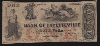 Us $1 1855 Bank Of Fayetteville North Carolina Obsolete Currency Note Vf (199)