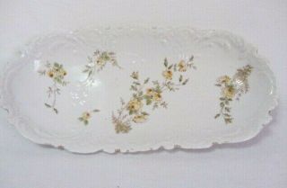 Vintage Gold Trimmed Bread Cracker Tray Yellow Roses Hand Painted
