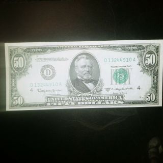 1950 D Cleveland Uncirculated $50 Dollar Note.
