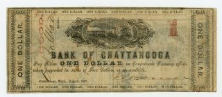 1862 $1 The Bank Of Chattanooga,  Tennessee Note - Civil War Era W/ Train