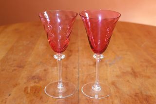 F.  Schmidt Theresienthal Garda Rose Swirl Optic 7.  125 " Wine Glass Set Of Two