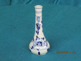 Blue Delft Deco Floral Bud Vase Made In Holland Hand Painted