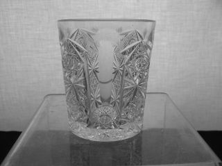 AMERICAN BRILLIANT CUT GLASS SIGNED HAWKES TEUTONIC PATTERN TUMBLER POLISH RIM 2