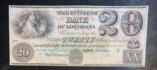 1800’s $20 Citizens Bank Of Louisiana Orleans Obsolete Currency