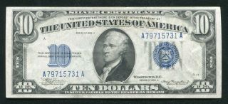 1934 - A $10 Ten Dollars Silver Certificate Currency Note Extremely Fine,