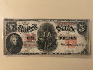1907 $5 Five Dollars Legal Tender - Fr 91