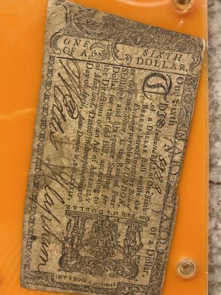 1770 $1/6 Annapolis Maryland Md Colonial Currency Note Bill One Sixth Dollar
