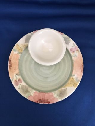 Patton Handmade Stoneware And Pottery Hand Painted Plate With Dipping Dish