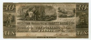 1835 $10 The Washington County Bank - Calais,  Maine Note