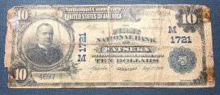 1902 $10 First National Bank Of Watseka Illinois Bank Note Tough