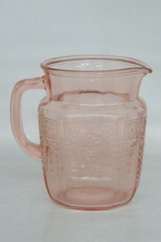 Pink Depression Glass Princess Lemonade Juice Water Pitcher 1745b