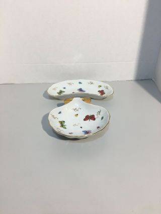 2 Vintage Lenwile Ardalt Porcelain Shell Shaped & Crescent Trinket Dish Japan