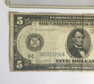 1914 $5 FRN FEDERAL RESERVE NOTE Large Size US Currency Blue Seal Circulated 3