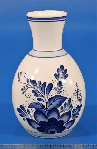 Delft Blue and White Hand Painted Windmill Scene Flower Vase 5 