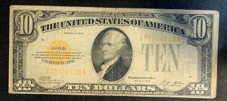 1928 Us $10 Gold Certificate Note