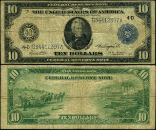Fr.  919 A $10 1914 Federal Reserve Note Cleveland Vg