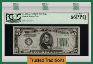 Tt Fr 1956m - C 1934 $5 Federal Reserve Note Philadelphia Pcgs 66 Ppq Gem Mule