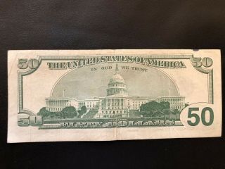 U.  S.  Bureau of Engraving Printing Error Mis Cut $50 Fifty Dollar Bill Misprint 2