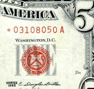 Star $5 1963 United States Note More Currency