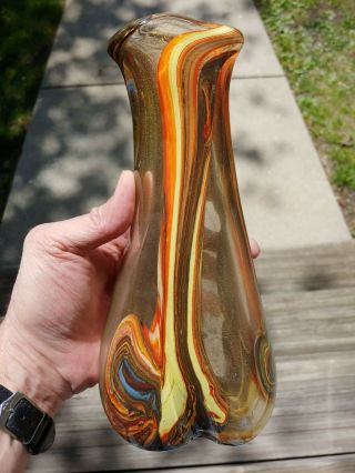 Murano Fratelli Toso Calcedonio Art Glass Vase Onyx W Gold Aventurine 1930 