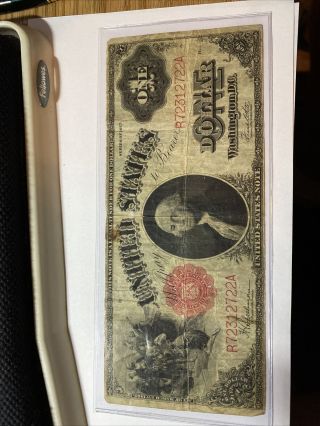 Us Paper Money 1917 Red Seal $1 Dollar Bill Large Note