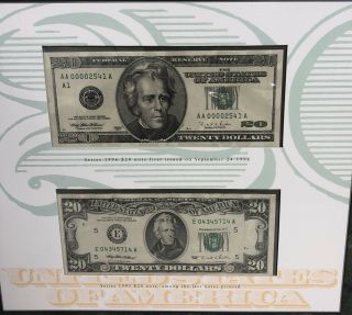 1999 $20 Jackson Bureau Of Engraving And Printing Premium Historical Portfolio