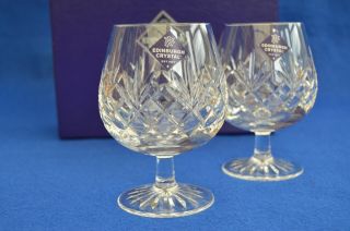 Two Edinburgh Crystal Brandy Glass - Tay - - Cut Crystal - With Labels