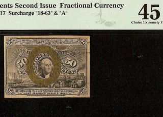 50 Cent Fractional Note United States Currency Paper Money Fr 1317 Pmg 45