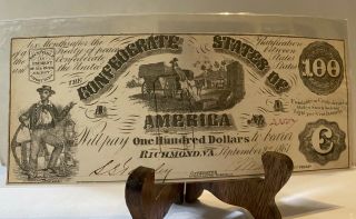 Confederate States Of America One Hundred Dollars Richmond,  Va