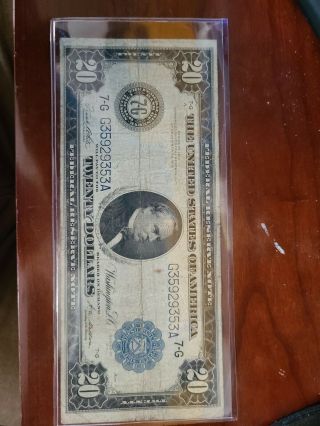 Series Of 1914 $20 Federal Reserve Note,  Washington D.  C. ,  Blue Seal Large