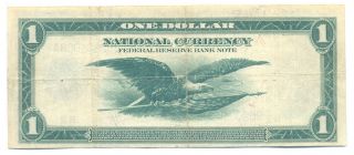 1918 $1 One Dollar York Federal Reserve note Choice Very Fine VF, 2