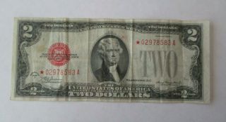 Us $2 Banknote Two Dollar Bill Red Seal Series Of 1928 D Star