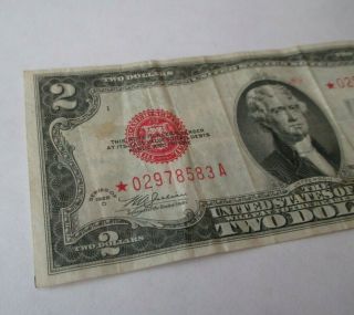 US $2 Banknote Two Dollar Bill Red Seal Series of 1928 D Star 2