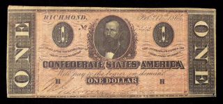Feb 17th,  1864 T - 71 Pink $1 Series 4 Confederate Note