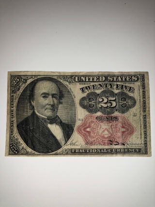 Us 25c Fractional Currency Note 5th Issue Fr 1309 Ch Cu Position 63 - B