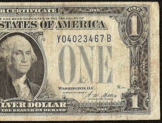 1928 A $1 Dollar Bill Experimental Yb Silver Certificate Note Paper Money F 1601